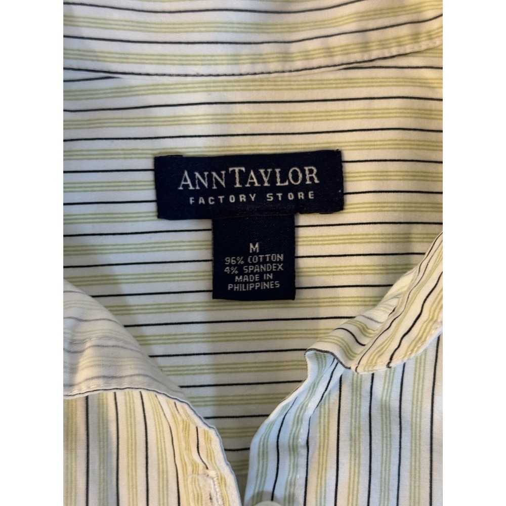 Preppy/ Classic/ Ann Taylor Cotton, Striped Button Up/size Medium - Picture 3 of 7
